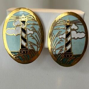 Cloisonné Lighthouse Earrings